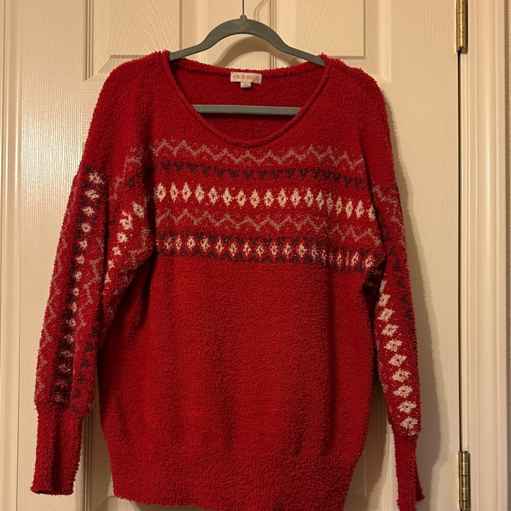 Knox Rose Red Fair Isle Crewneck Sweater